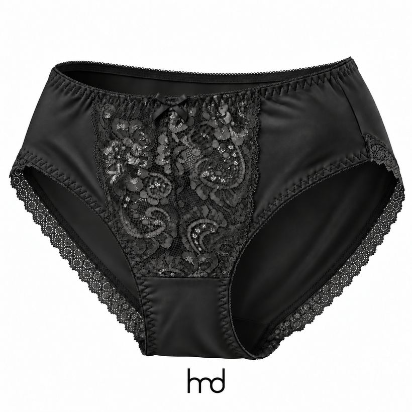 Quần lót nữ màu đen, dáng cạp cao